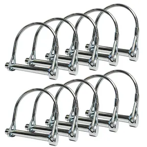 10 Pack, NRJSSCC Trailer Coupler Pin and Locking Pin, 2-1/8"x1/4" Trailer Hitch Pin, Heavy Duty Shaft Locking and Wire Lock Pins, Hardware Pins for Farm Trailers, Towing, Lawn Garden, Carbon Steel