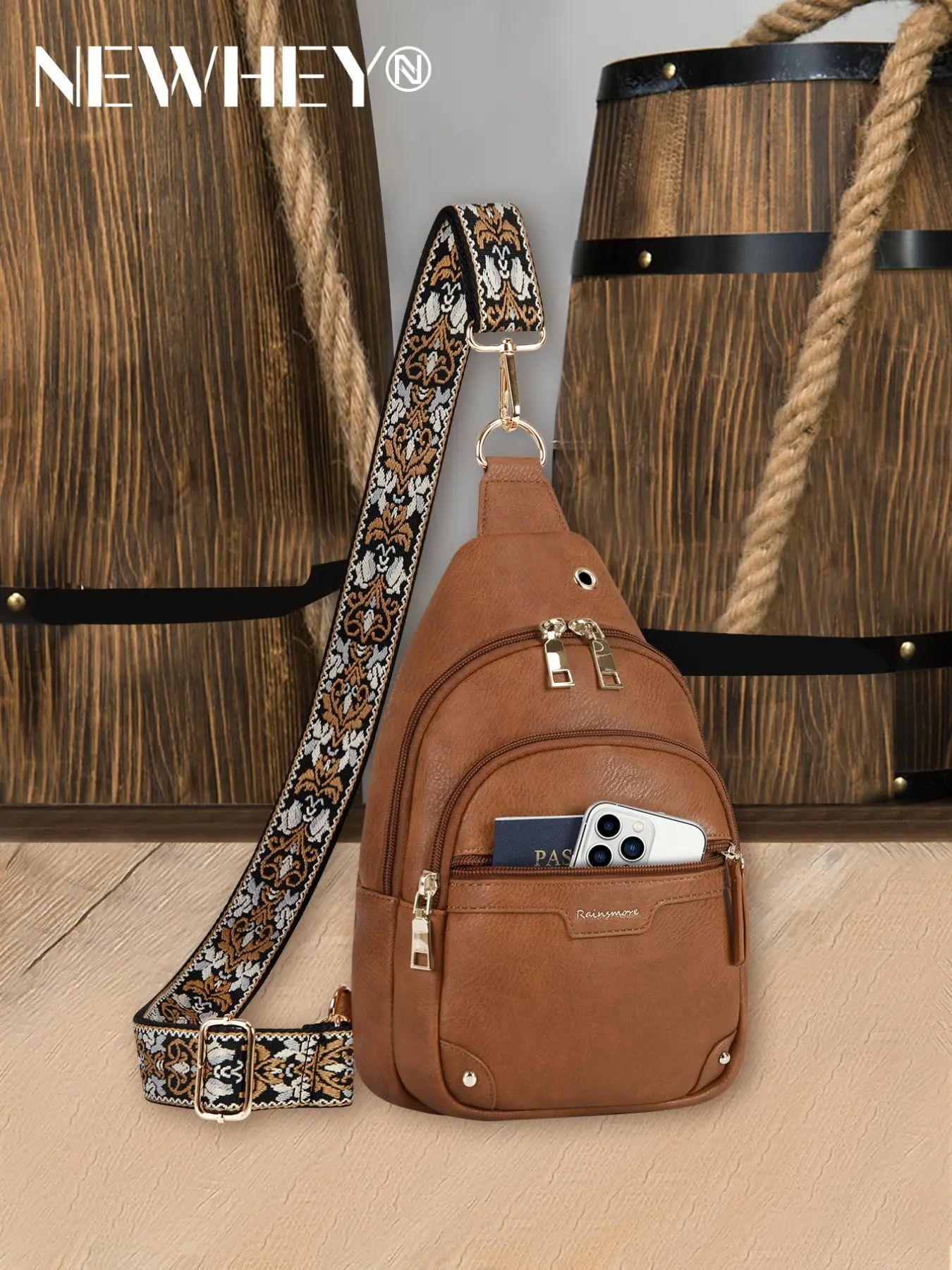 Lightweight Anti Theft Sling Bag for Women, Small PU Leather Travel Crossbody Chest Purse, All Seasons Messenger Bag