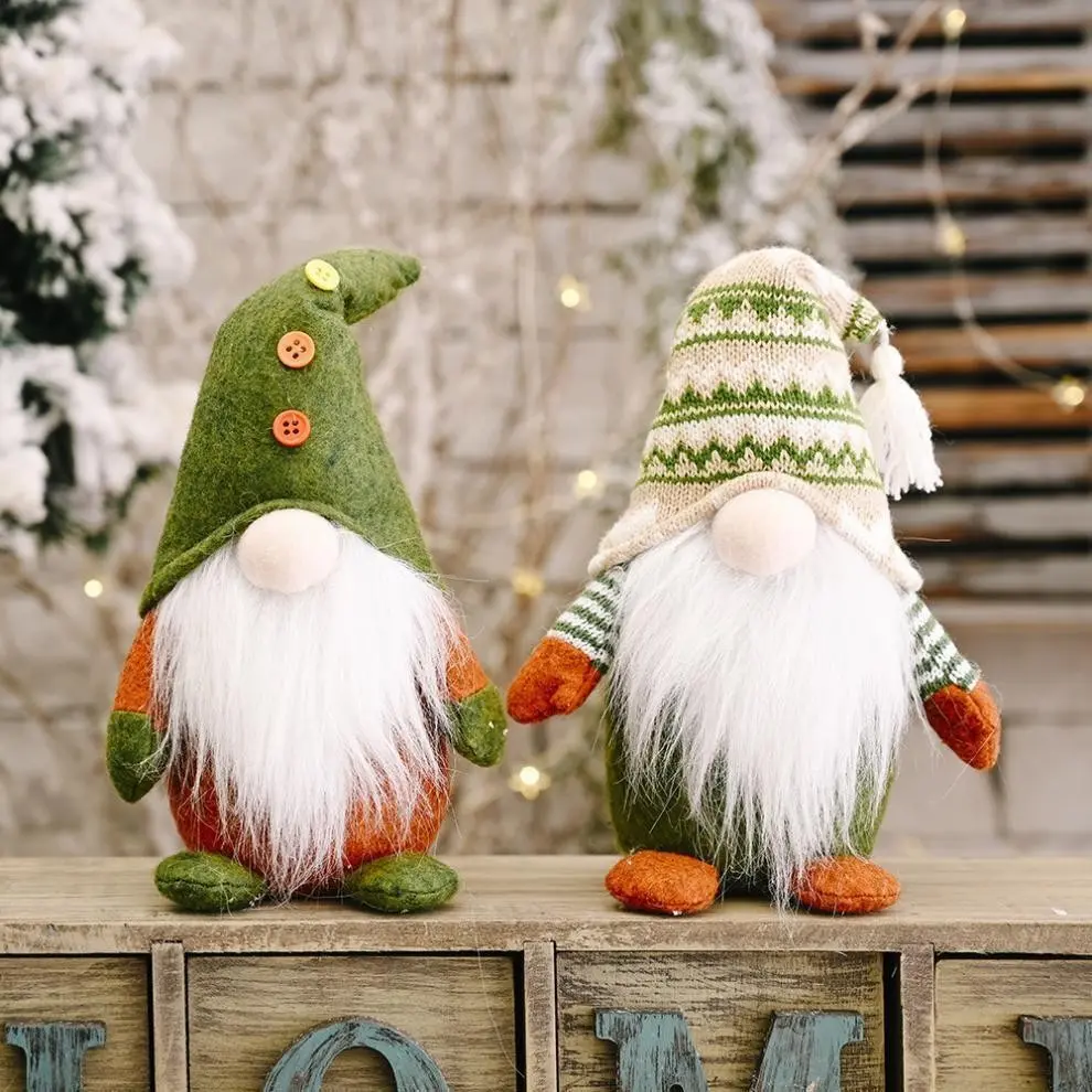 2pcs Christmas Faceless Dolls, Elf Figurines European Style, Nordic Rudolph Ornament, Festive Holiday Decorations