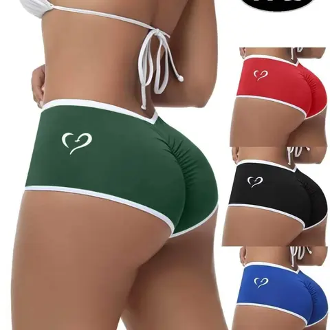 4-Pack Women's High-Waisted Boy Shorts, Heart Print, Breathable Fabric Comfortable Plain Design, All-Season Slim Fit Underwear, High Rise Underwear