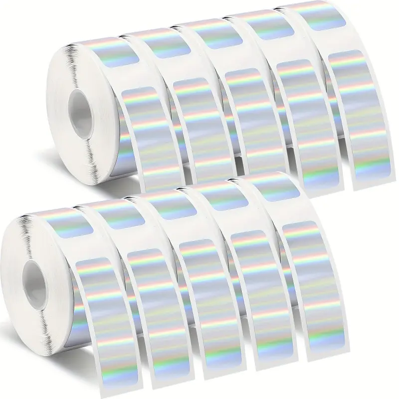 10 rolls Label Tapes 12 X 40mm Laminated Stickers Replacement Compatible with D30 Portable Label Printer Tapes for Office 160pcs/roll (Holographic Silvery)