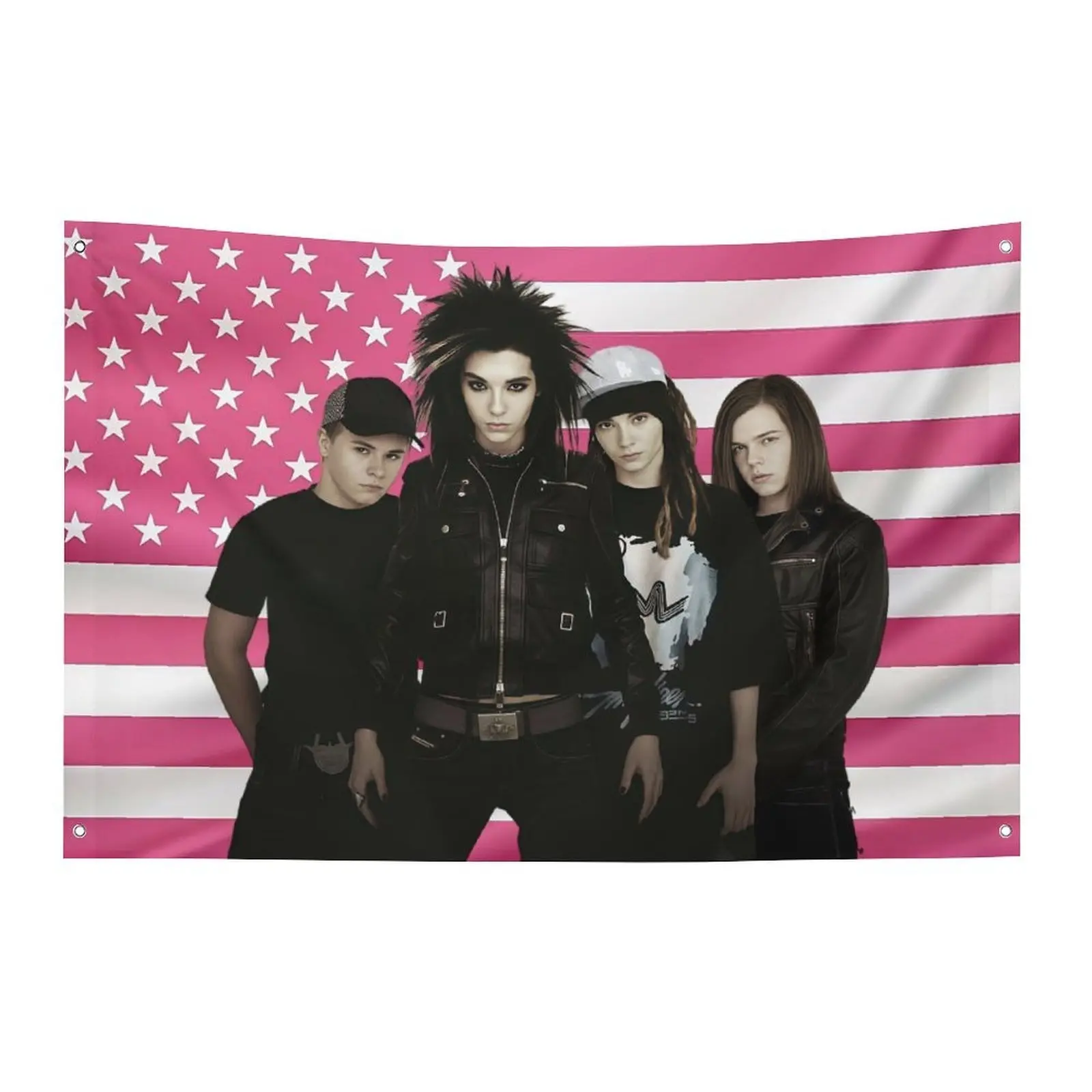 2D Flat, 1pc Pink American Flag Tapestry Banner from Tokyo Hotel, Made of Durable Polyester. This 2D Flat Courtyard Flag Is Specifically Designed for Use, and It Can Be Used as a Decorative Backdrop for Rooms, Walls, and Bedrooms, 2D Flat