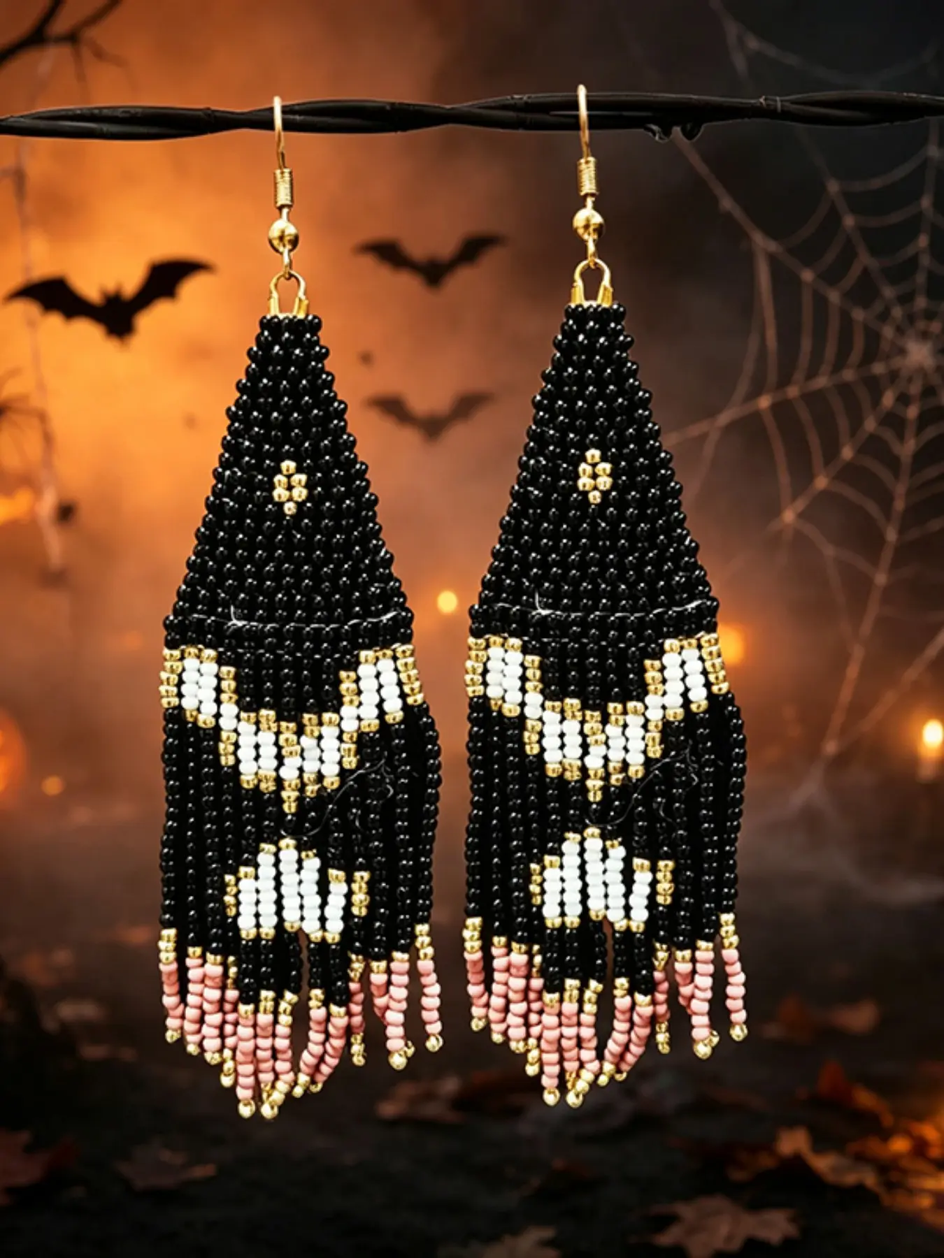 Bohemian Seed Bead Tassel Dangle Earrings, Western Ethnic Long Drop Earrings, Holiday Party Jewelry Gift for Women