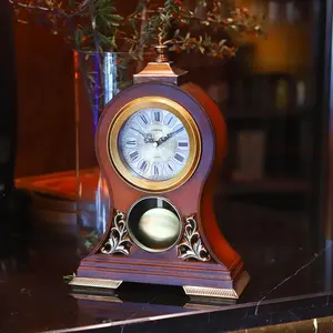 15''H Antique Mantel Table Clock with Pendulum Roman Numeral Vintage Desk Clock for Bedroom Living Room Indoor Home Decor