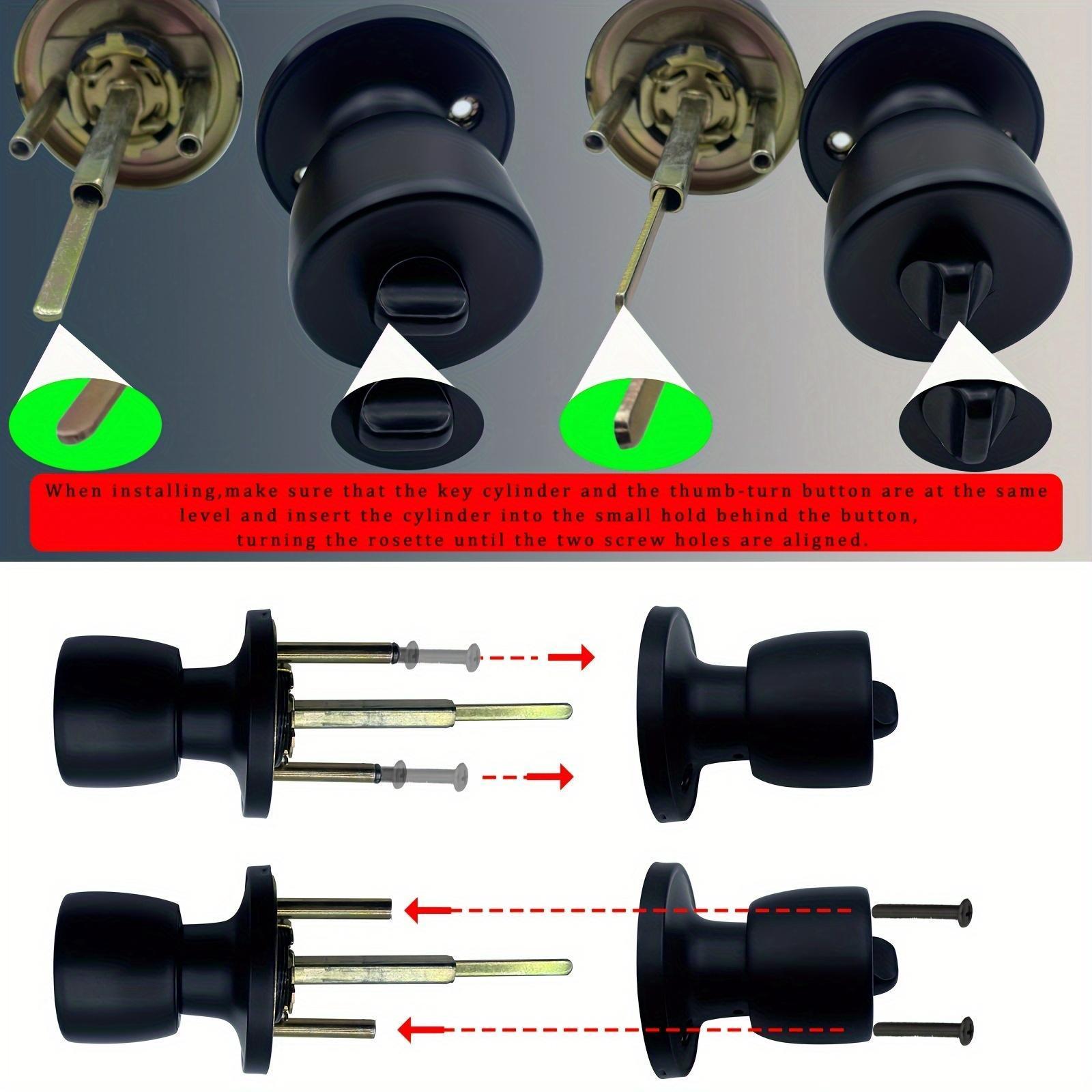 Door Knob with Lock and Key, Round Ball Lock Interior/Exterior Door Knob, Door Hardware for Bedroom Or Bathroom