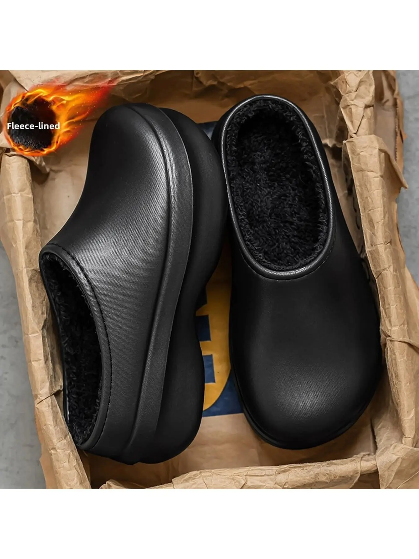 Women Waterproof EVA Platform Mule Clogs, Fleece Lined Warm Slip On Closed Toe Slippers, Non Slip Indoor Outdoor Winter Potato Shoes