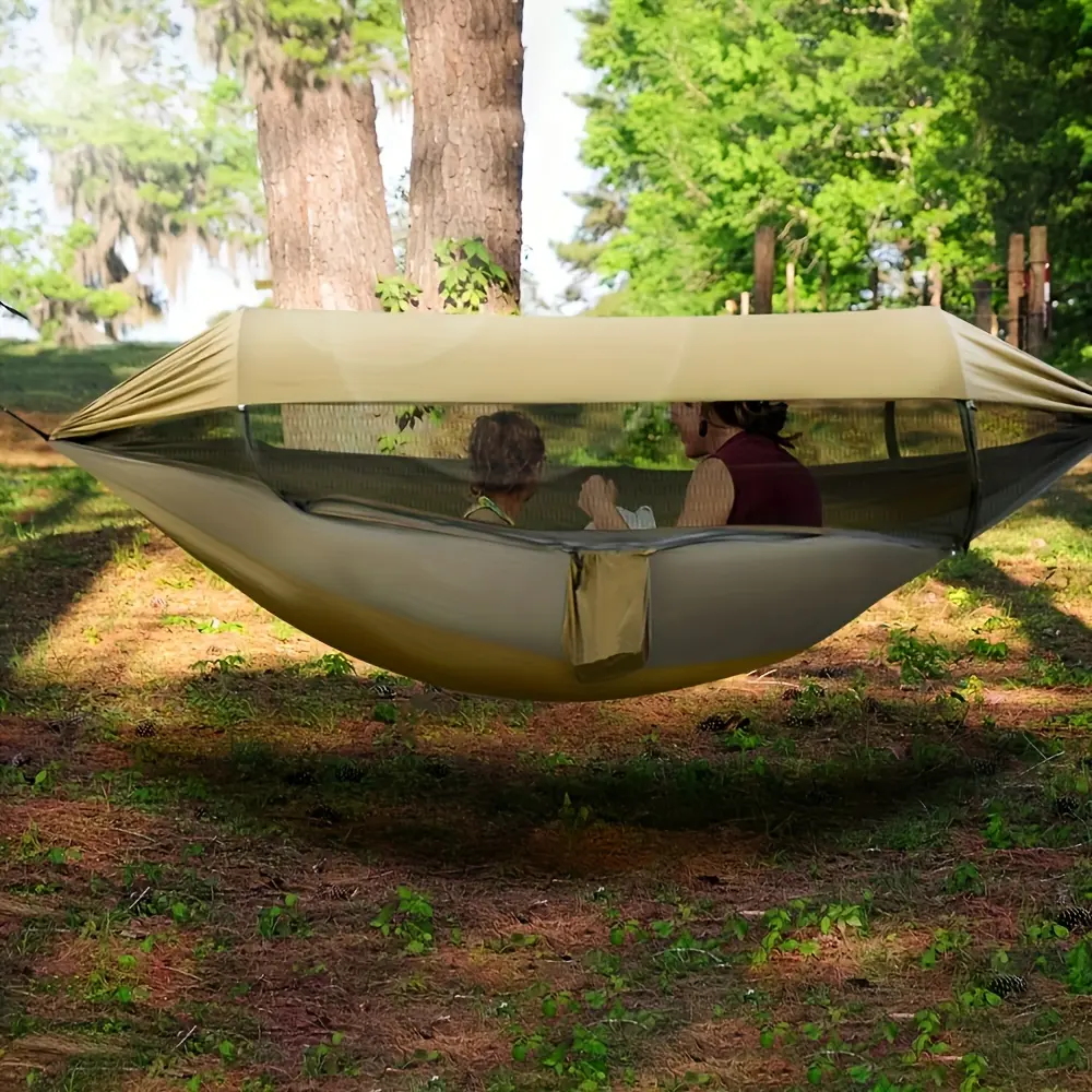 [4-in-1 Camping Hammock] 4-in-1 Camping Hammock |     Durable, Easy Setup with Mosquito Net & Sun Shelter for Backpacking, Hiking, Beach & Garden