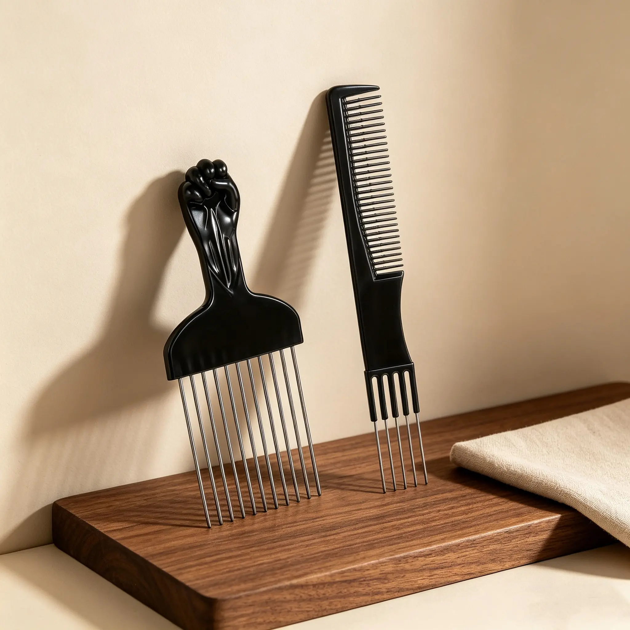 2-Piece Hair Styling Set, Hair Styling Tools, Steel Needle Comb and Dual-Head Comb, African Hairstyle Comb, Curling Comb, Ideal for Salons and Home Use