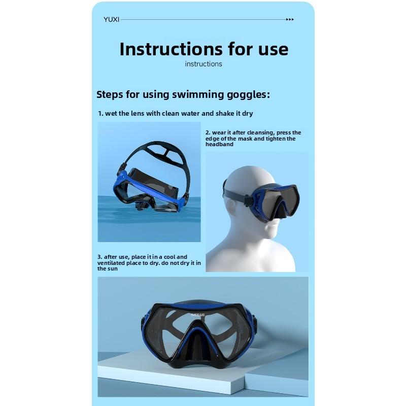 Diving Goggles Snorkeling Full Dry Snorkel Set Large Frame Swimming Goggles Liquid Silicone Swimming Equipment Diving Goggles  stealth snorkel