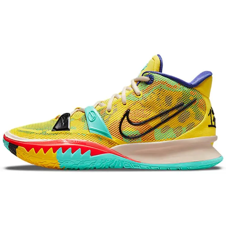 Nike Kyrie 7 Peace and Love Basketball Shoes – Unisex, Round-Toe, Lace-Up, Mid-Top, Lemon Yellow Verifiable, with credentials and supporting global authentication
