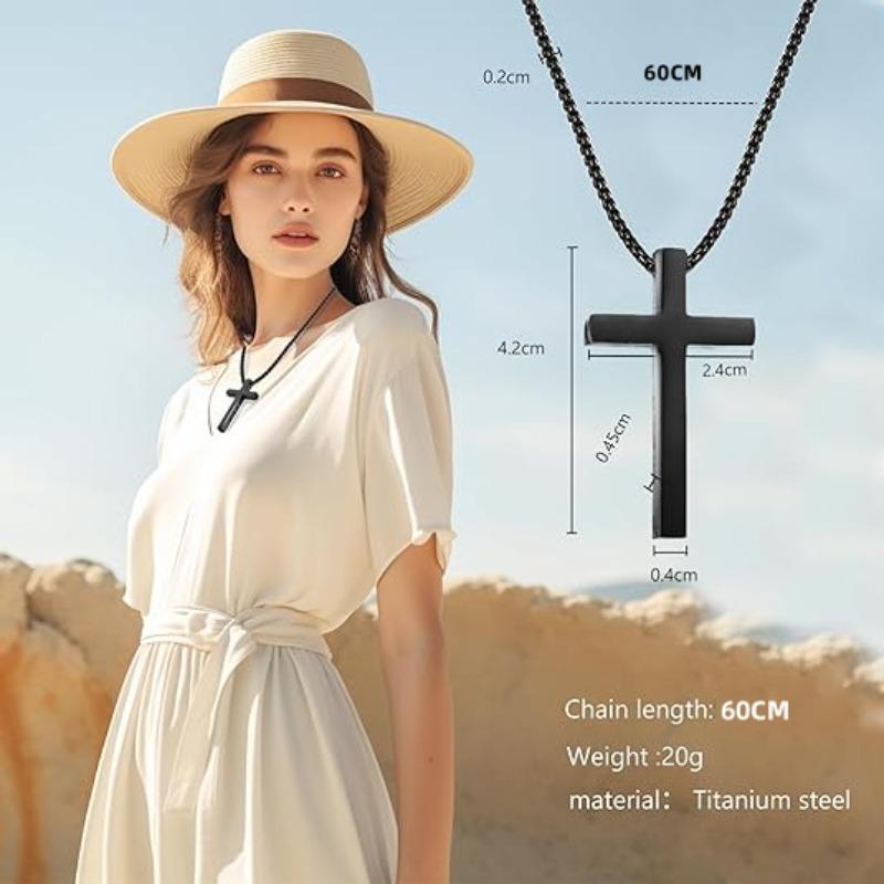 Cross Necklace for Men , Mens Necklace Waterproof Cross Pendant, Silver Chain Confirmation Gift for Him, Christian Catholic, Philippians 4:13 Christian Cross Stainless Steel Necklaces for Men I Can Do All Things