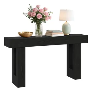Garvee 63 Inches Long Console Table,Wooden Rectangular Sofa Table Behind the Couch,Farmhouse Entry Table for Living Room, Entrance, Hallway,Foyer,Black