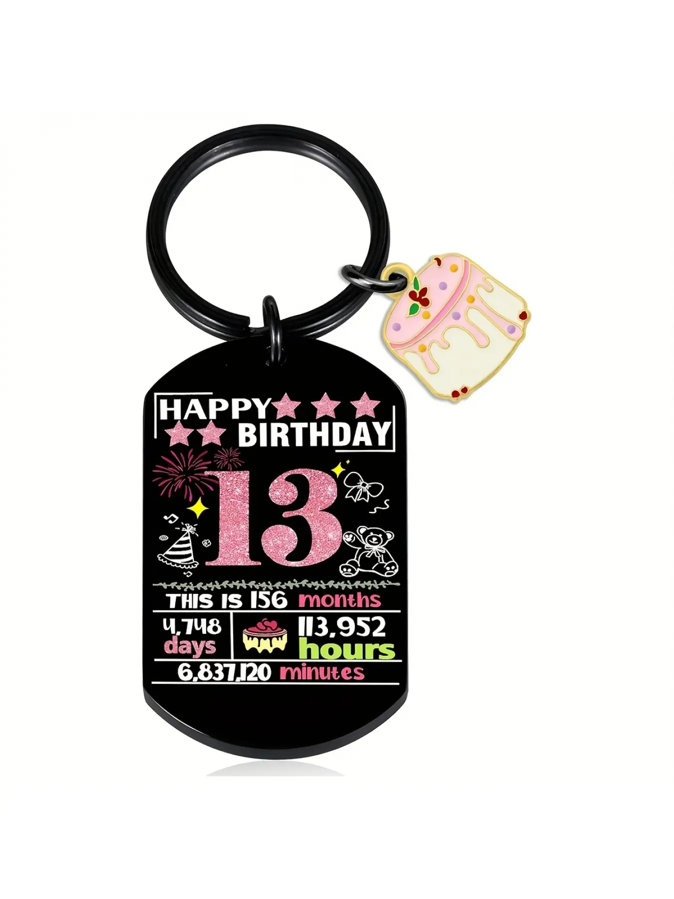 1pc Birthday Keychain - Birthday Age, Stainless Steel Birthday Party Favor, s Women Key Ring Gift for 13th Birthday Celebration - Birthday Countdown Decorations, Themed Accessory, Playful Design, Colorful Design, Durable Favor