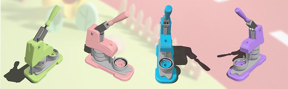 Pink Button Maker Machine 58mm (2.25 inch), DIY Button Pin Maker Machine Comes with Free Button Parts, Circle, Cutting Board, Pattern Paper, Holographic Bags, Colored Film, and Protective Case