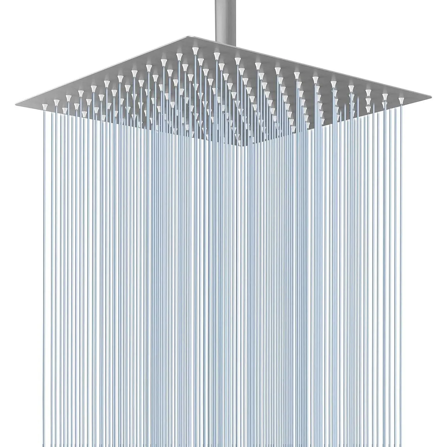 High Flow Large Rainfall Shower Head - Stainless Steel Waterfall Bathroom Square Showerhead, Available for Ceiling or Wall Mount, 12" Brushed Nickel