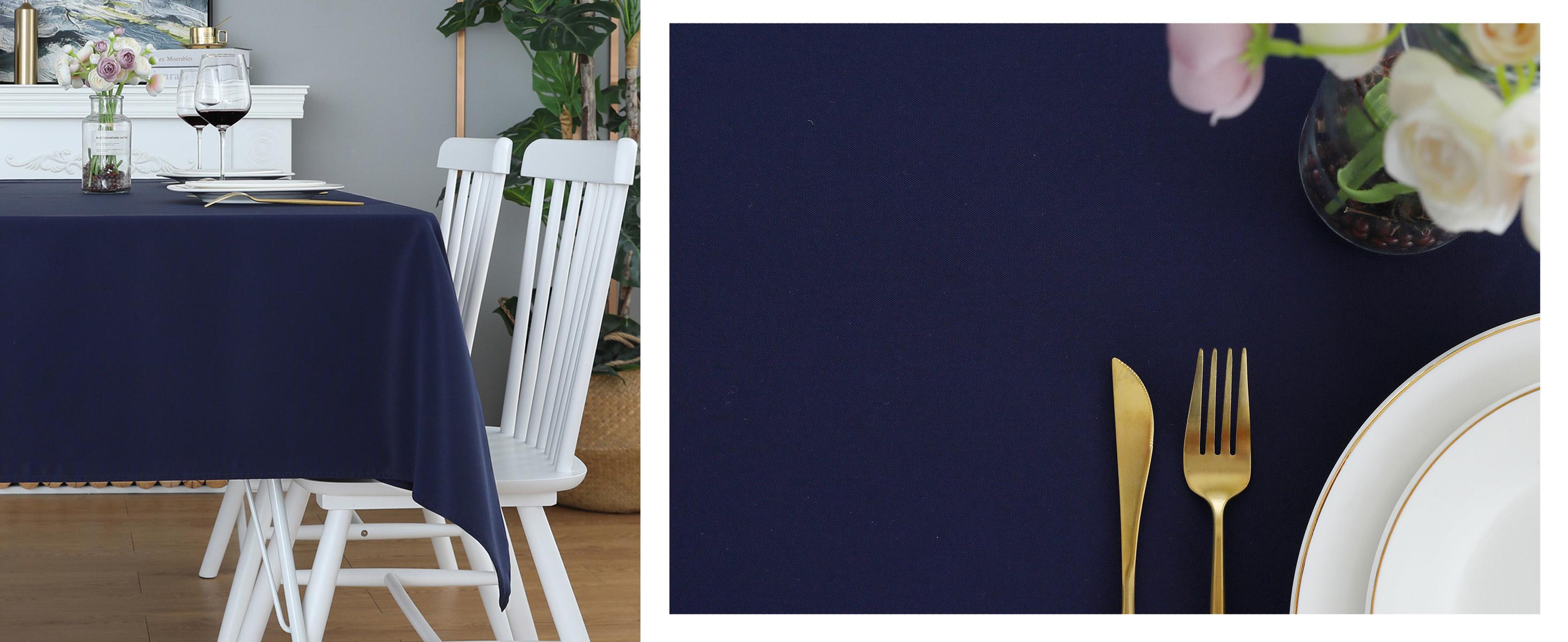 Navy Blue Rectangle Tablecloth Wrinkle Free Waterproof Polyester Table Cloths Spillproof Heavy Duty and Washable Table Cover for Party, Banquet, Indoor and Outdoor-Square/Rectangular