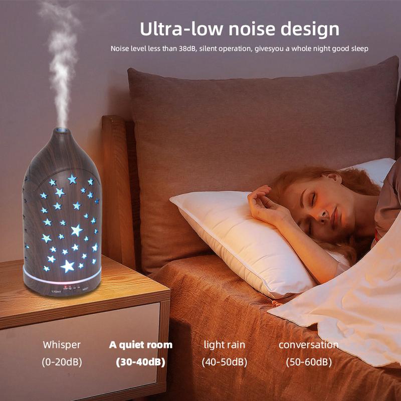 7 Color Star Hollow Air Humidifier & Aroma plant Diffuser, Essential Oil Diffuser with Ultra Quiet remote Operation, Auto Shut Off, Aromatherapy Machine for Relaxation in Home & Office, Air Purifier for Enhanced Ambiance Aromatherapy Diffuser with Lights
