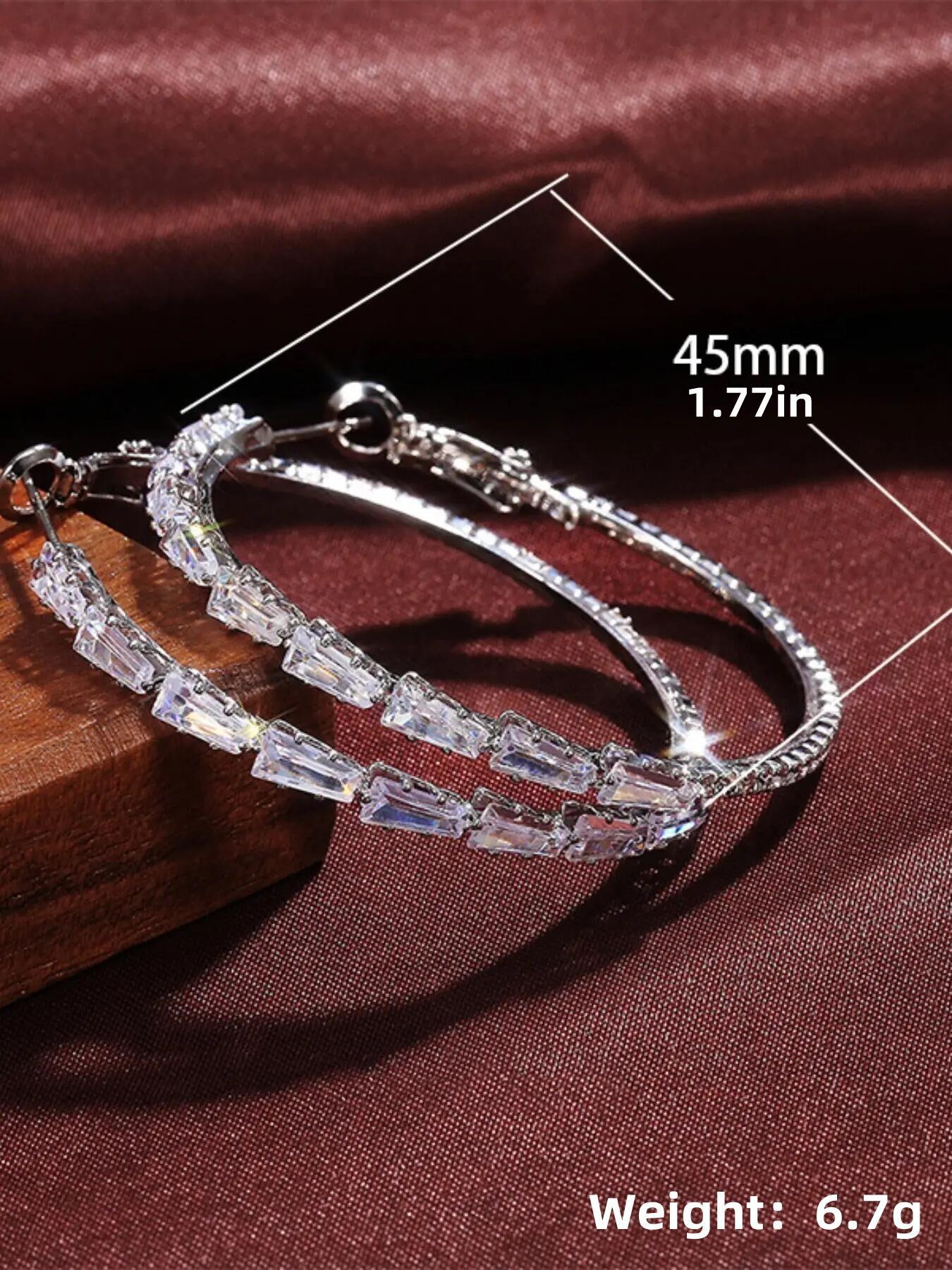 Women's 1 Pair Elegant Artificial Zircon Dainty Lightweight Hoops Earrings, Fashionable Earrings for Women, Fashion Jewelry Accessories for Party, Daily Clothing Decor, Elegant Minimalist Earrings