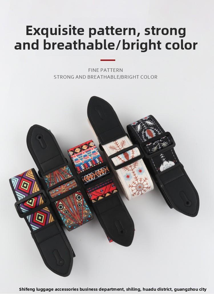 5CM Guitar Embroidered Strap Folk Style Unisex Crossbody Shoulder Strap Crossbody Bass Strap Musical Instrument Accessory