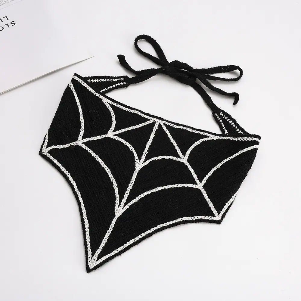 Cotton Knit Triangle Sports Headband with Bat Pattern, Comfortable Stretchable Hair Accessory for Holiday Costumes, Daily Use, Triangle Shape