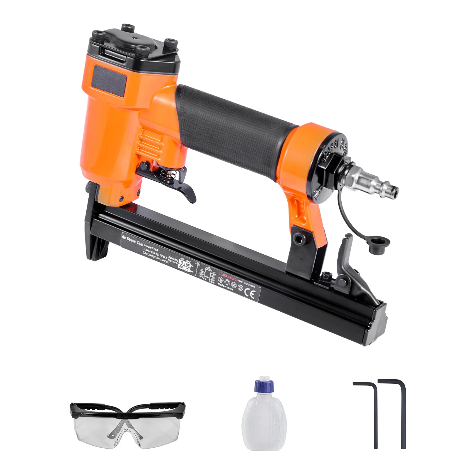 Pneumatic Staple Gun, Air Staple Gun for Woodworking, 70 - 110 PSI Operating Pressure, Aluminum Alloy Construction, Fits 71 Series Fine Wire Staples, Versatile Uses