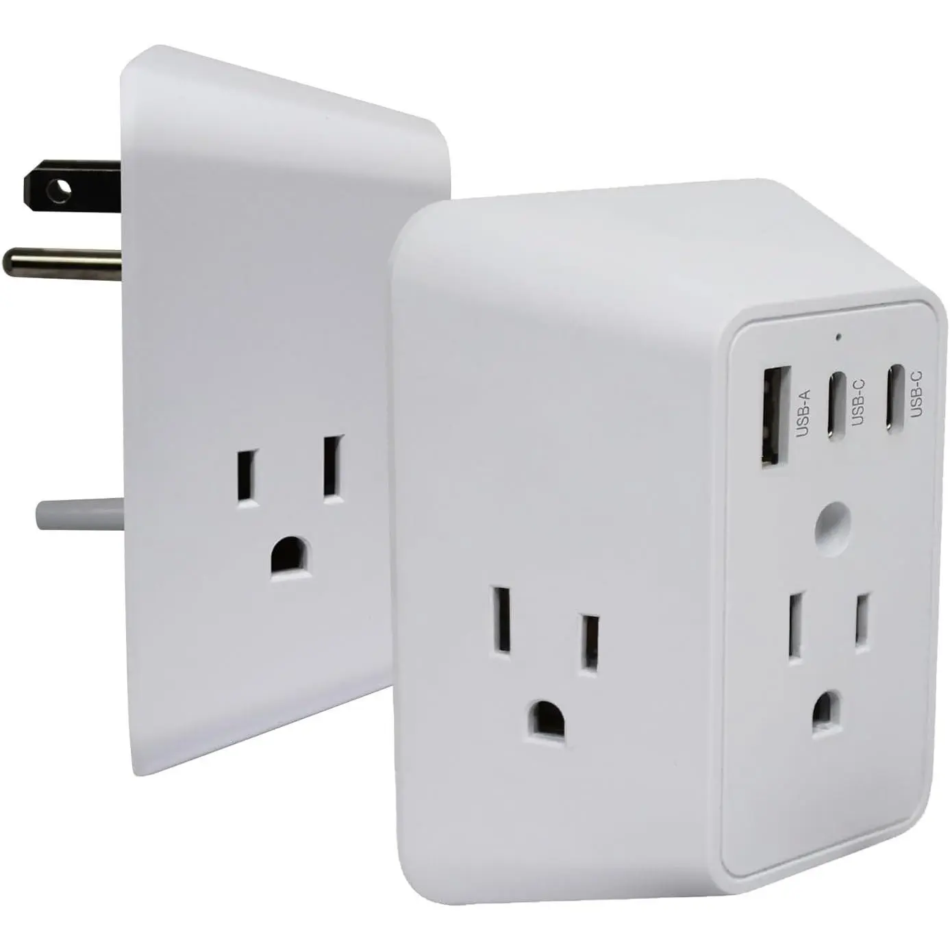 Multi Plug Outlet Extender with Surge Protector, White – Wall Charger Power Strip with Adapter 3 Outlets, 1 USB & 2 Type-C  Ports – for  Office Travel, ETL Listed