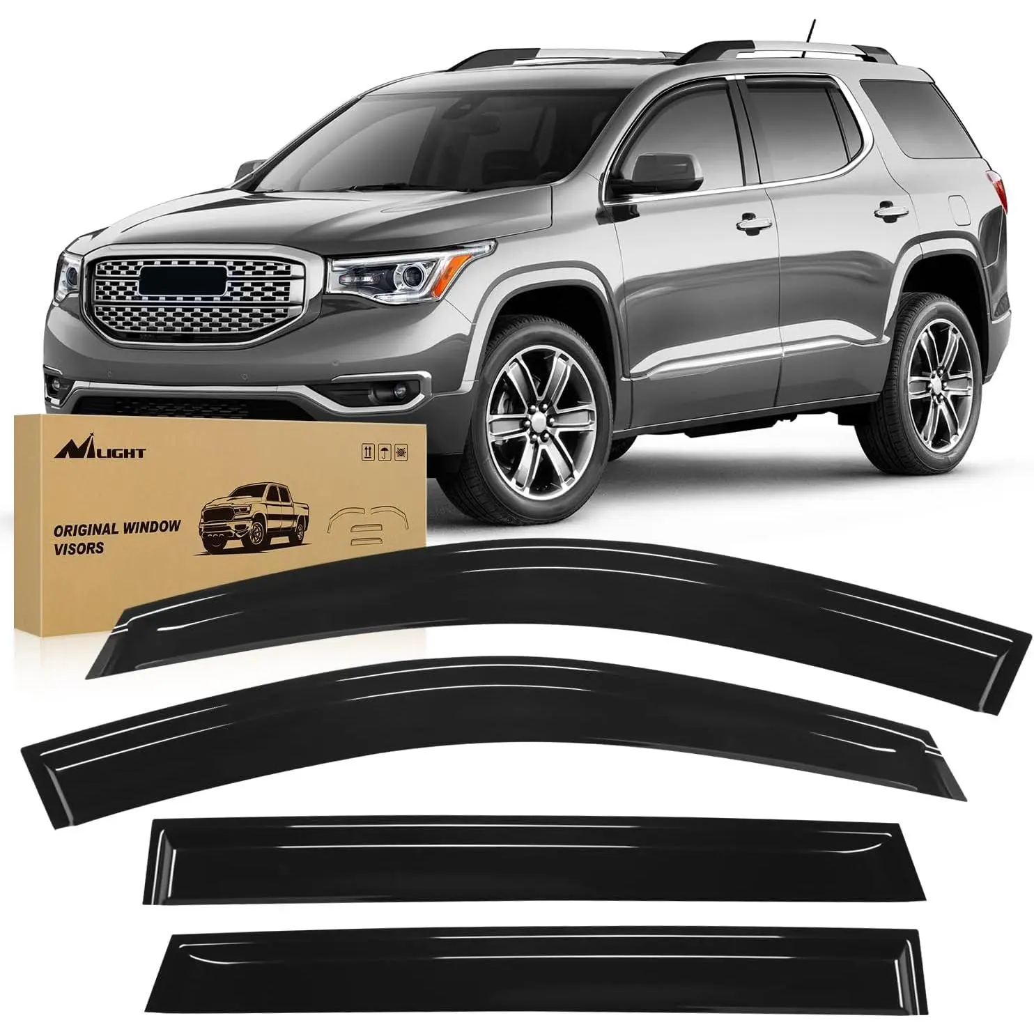 Nilight Window Rain Guards for GMC Terrain 2010 2011 2012 2013 2014 2015 2016 2017 Window Deflectors, Tape-on Vent Window Visors-4 Pieces Car Cover Auto Accessories Vehicle dealsforyoudays