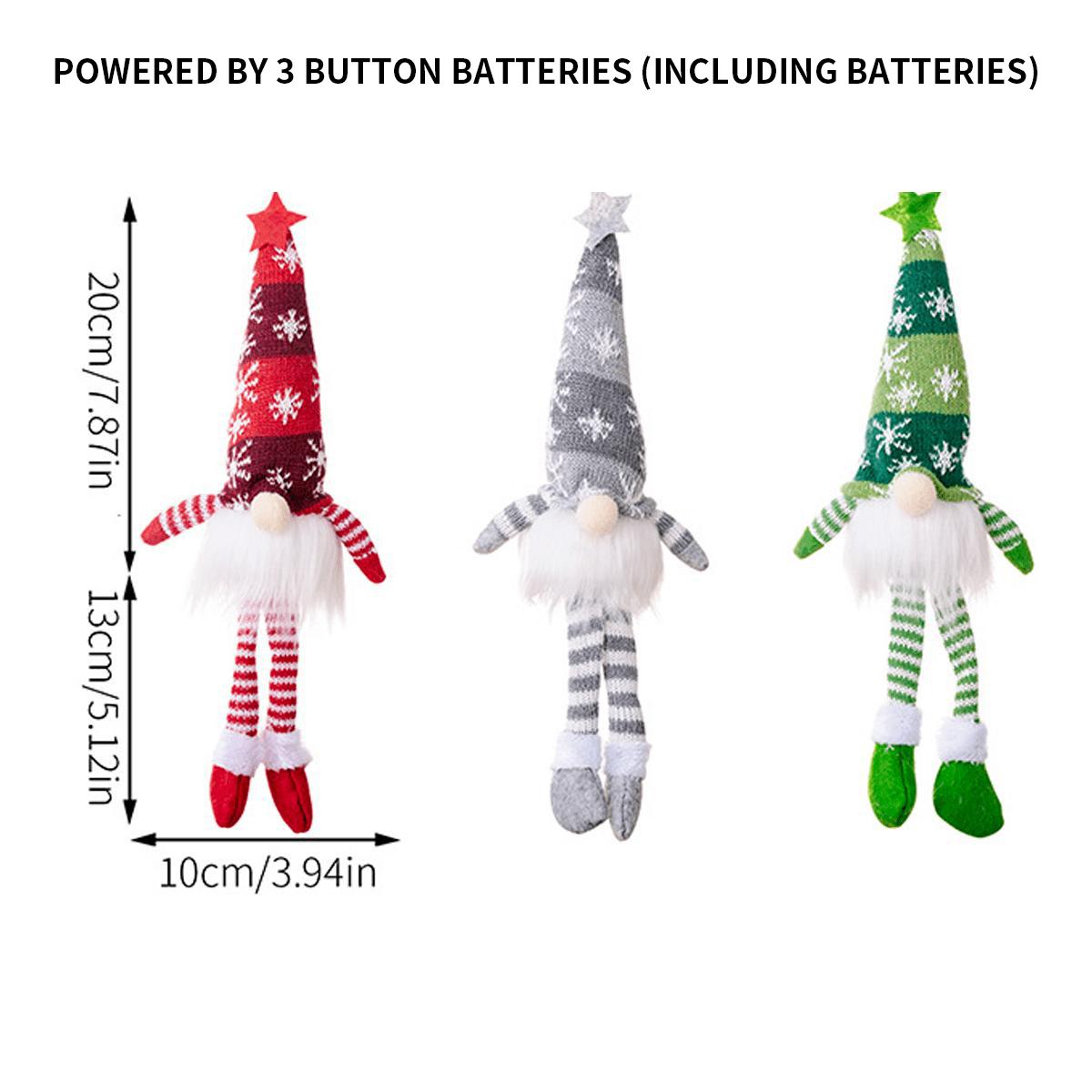 Christmas Plush Long Leg Gnome Faceless Doll with Light, Knitted Dwarf Elf Figurines with Hat, Perfect for Christmas Tree, Bedroom, Fireplace, and Window Display, Home Decor Ornament, LED Mood Light