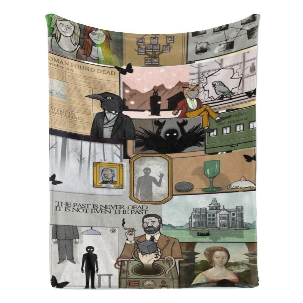 Rusty Lake Theme Flannel Blanket Surreal Mystery Game Throw Soft Cozy Plush Blanket for Couch Sofa Bed Indie Puzzle Art Aesthetic Home Decor Lightweight Travel Blanket Gamer Fan Collection Gift All Season Comfort Decorative Bed Cover