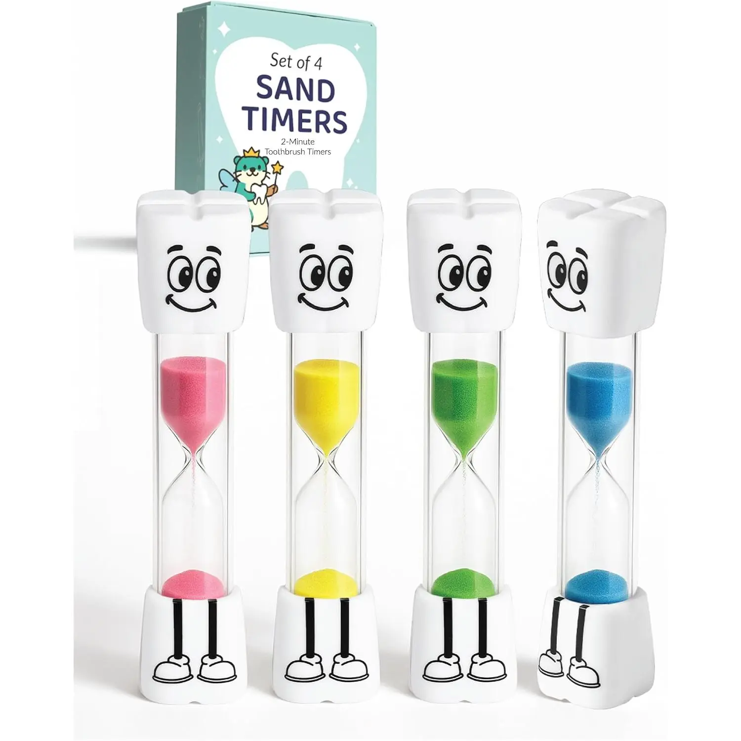 Timer for  - 2 Minute Sand Timer for Brushing  -  Brush Time Sand Clock - Two Minute Hour Glass -  Easy Nighttime Routines - Multi-Color Smily  for