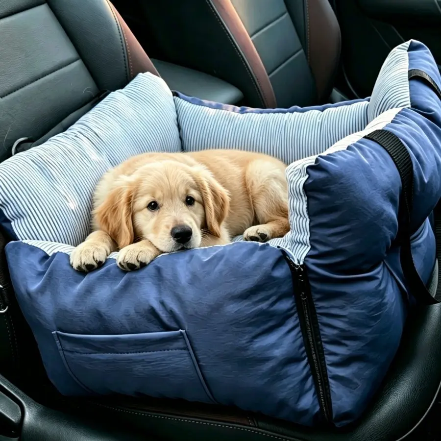 Portable Booster Dog Car Seat & Carrier Suitable for Small Dogs - Adjustable Non-Slip Base, Soft Travel Bed with Pockets, Booster Seat for Puppy Carrier, Car Bed for Ride, Carrier Suitable for Travel, Vehicle, Sofa Bedding