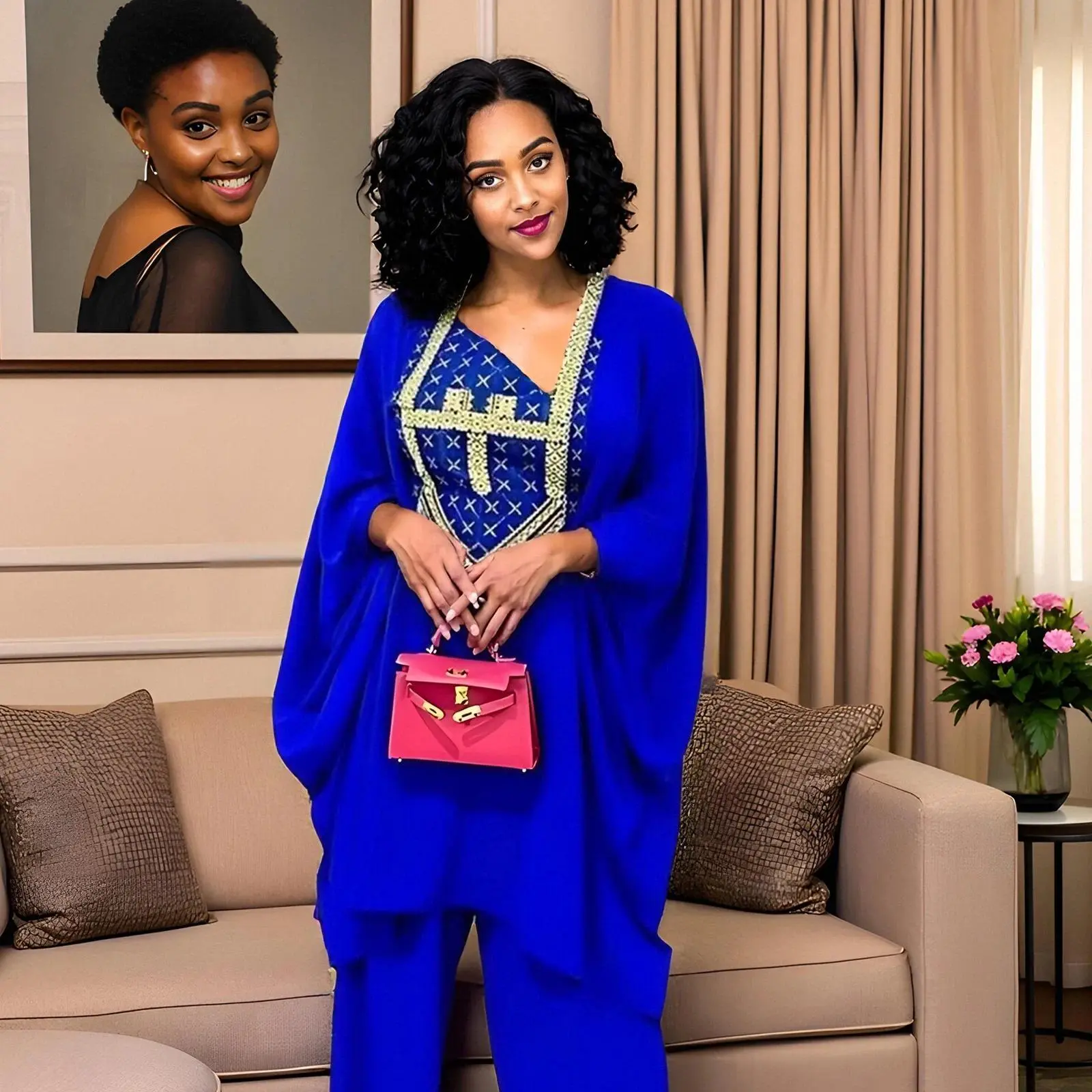 African Attire For Women Abaya Embroidery Plus Size Elegant Party Church Dress