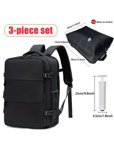 Vacuum Compression Set 40x20x25cm Men's Casual Backpack, Women's Travel Backpack, Independent Shoe Compartment, Fits 15.6-Inch Laptop, 16L Airtight Bag
