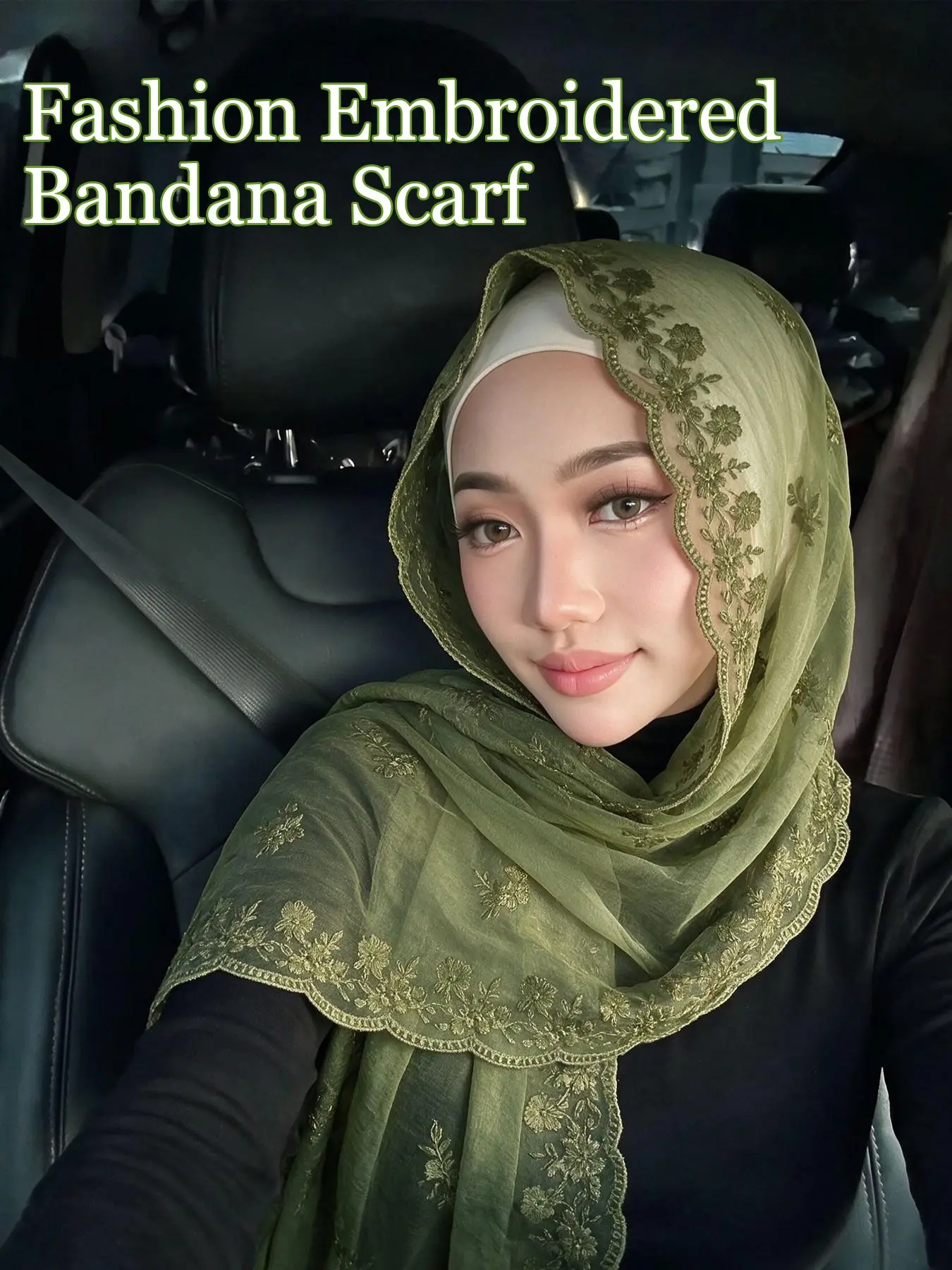 1pc New Women's Fashion Long Embroidered Thin Scarf Lightweight Lace Bandana Scarf For Daily Wear Fall Decoration Scarf