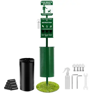 VEVOR Dog Waste Station with Hand Wash Bottle, Commercial Dog Poop Station, 11.5 Gallons Pet Waste Bin with 50 Can Liners, Bag Dispenser 600 Waste Bags, Outdoor Dog Waste Disposal System for Backyard