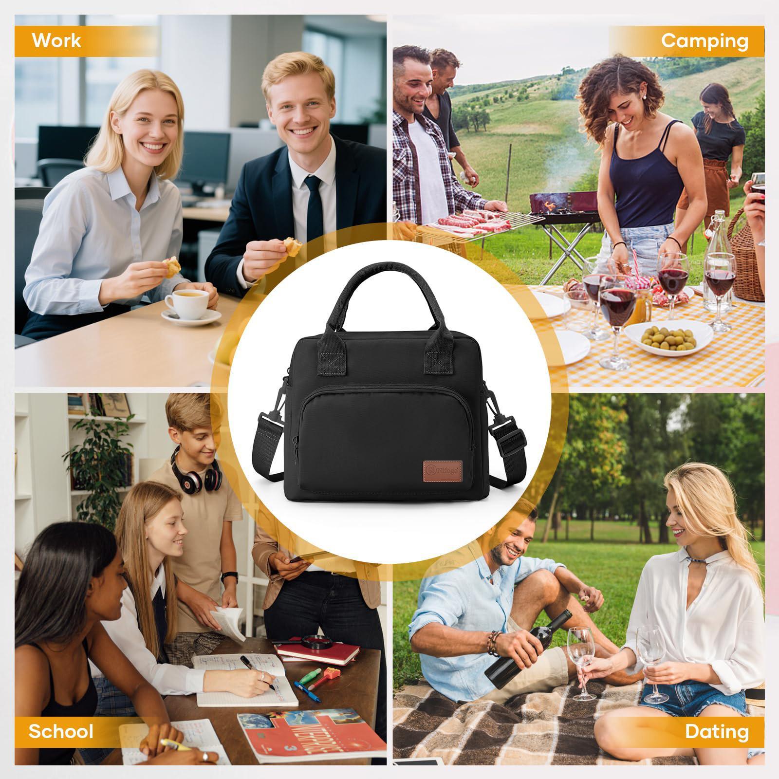 Insulated Lunch Bag 11L Large Capacity Water Resistant Portable Cooler Tote for Women Men Work Picnic Eco Friendly Reusable Kitchen Utensils