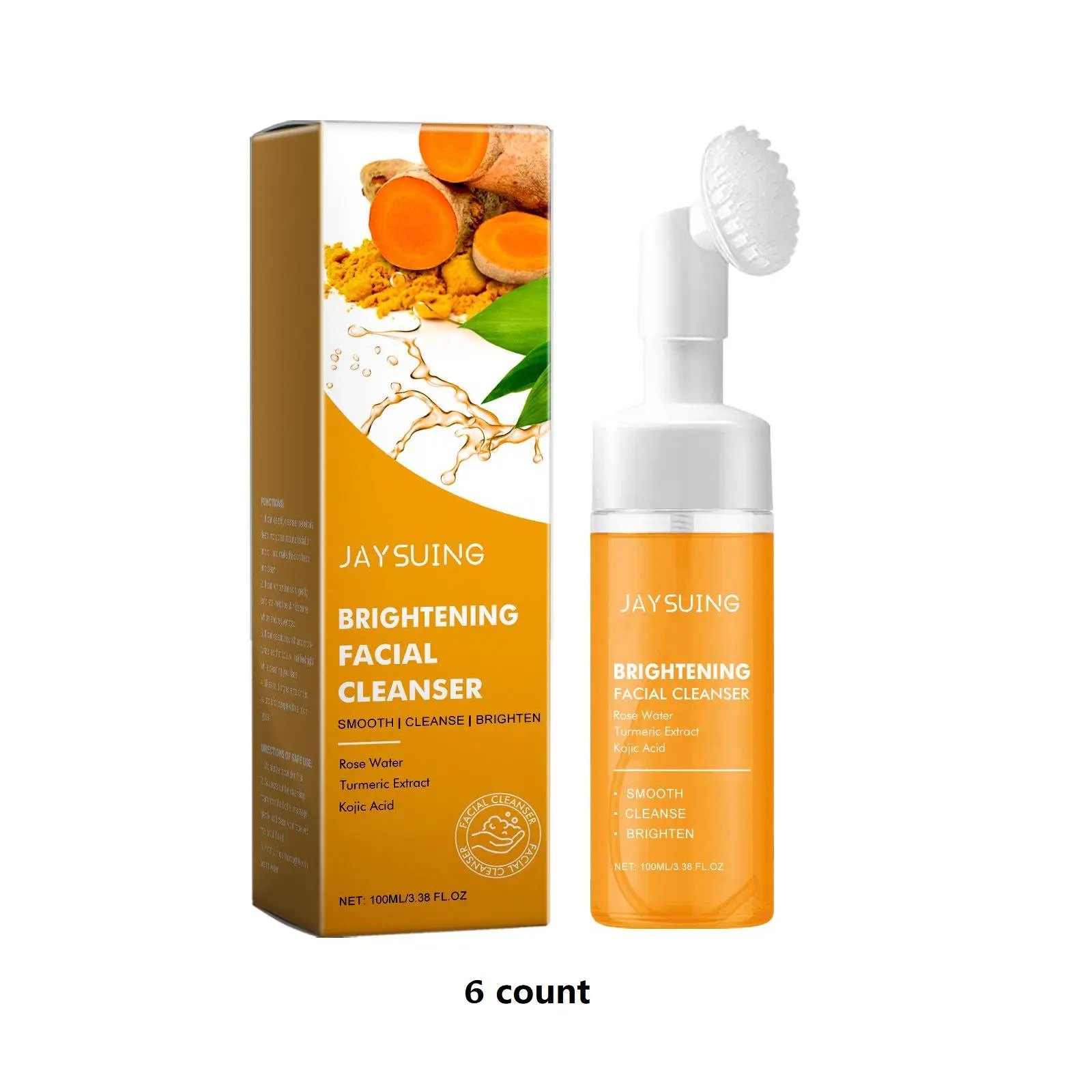 Turmeric Facial Cleanser, 6 Counts/set Gentle Moisturizing Facial Cleanser, Facial Skin Care Product for All Skin Types, Facial Wash