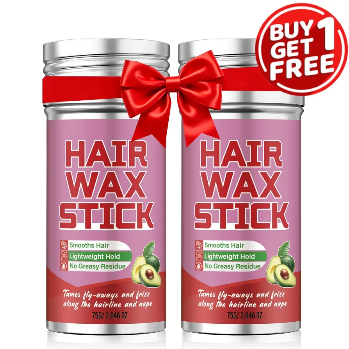 2PCS-Hair Slick Stick, Hair Wax Stick For Kids, Hair Stick Wax, Hair Smoother ，Tames Frizz & Flyaways, Invisible & Seamless, Suitable For Kids & Adults, Instant Hold, Smooths Flyaways, Refreshing & Sleek