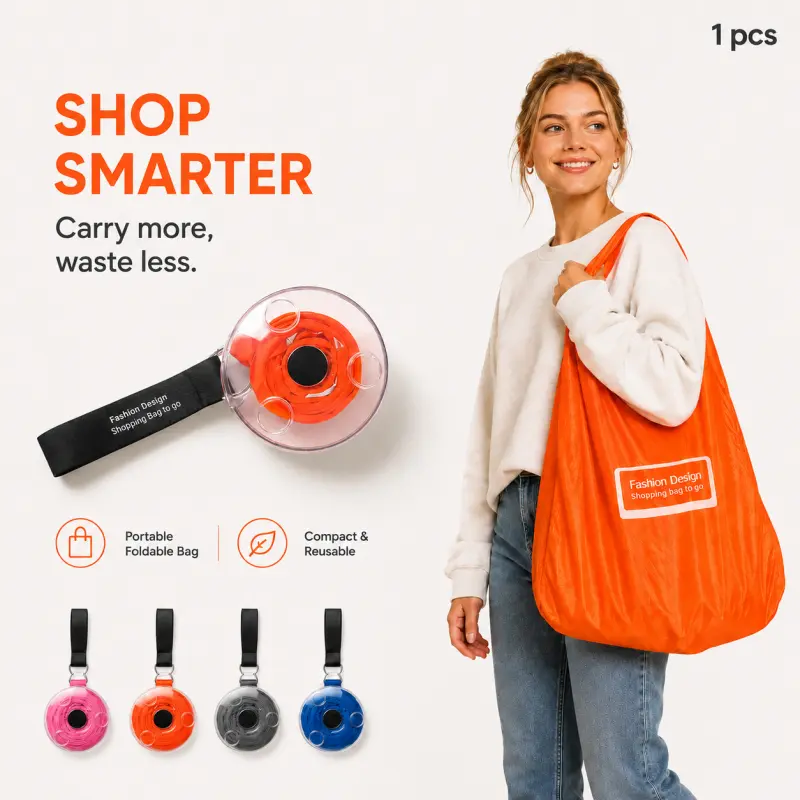 Portable Foldable Folding Shopping Bag, 1 Count Mini Retractable Large Capacity Reusable Bag, Reusable Grocery Bags, Compact Portable Storage Bag for Travel, Outdoor, Home, Office, Travel Essentials, Reusable Shopping Bags