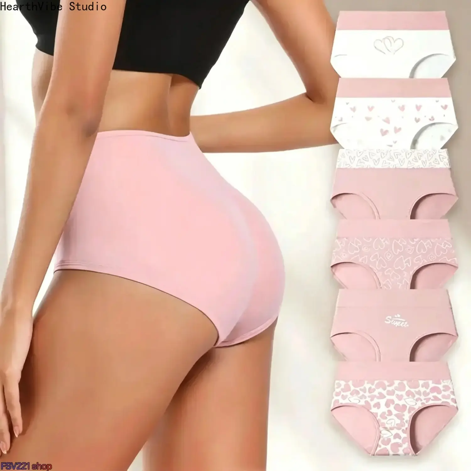 Women's 6-Pack Printed Cotton Briefs, High Waist Comfy Casual Lingerie with Tummy Control for Postpartum & Maternity, Panties