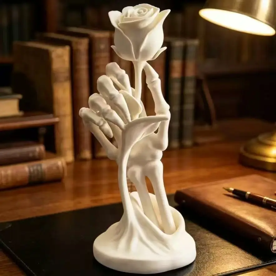 Dark Rose Statue Decor, Living Room Shelf Desktop Craft, Graduation Gift, Home Decoration, Halloween Christmas Easter Festival Ornament, Decorative Figurines