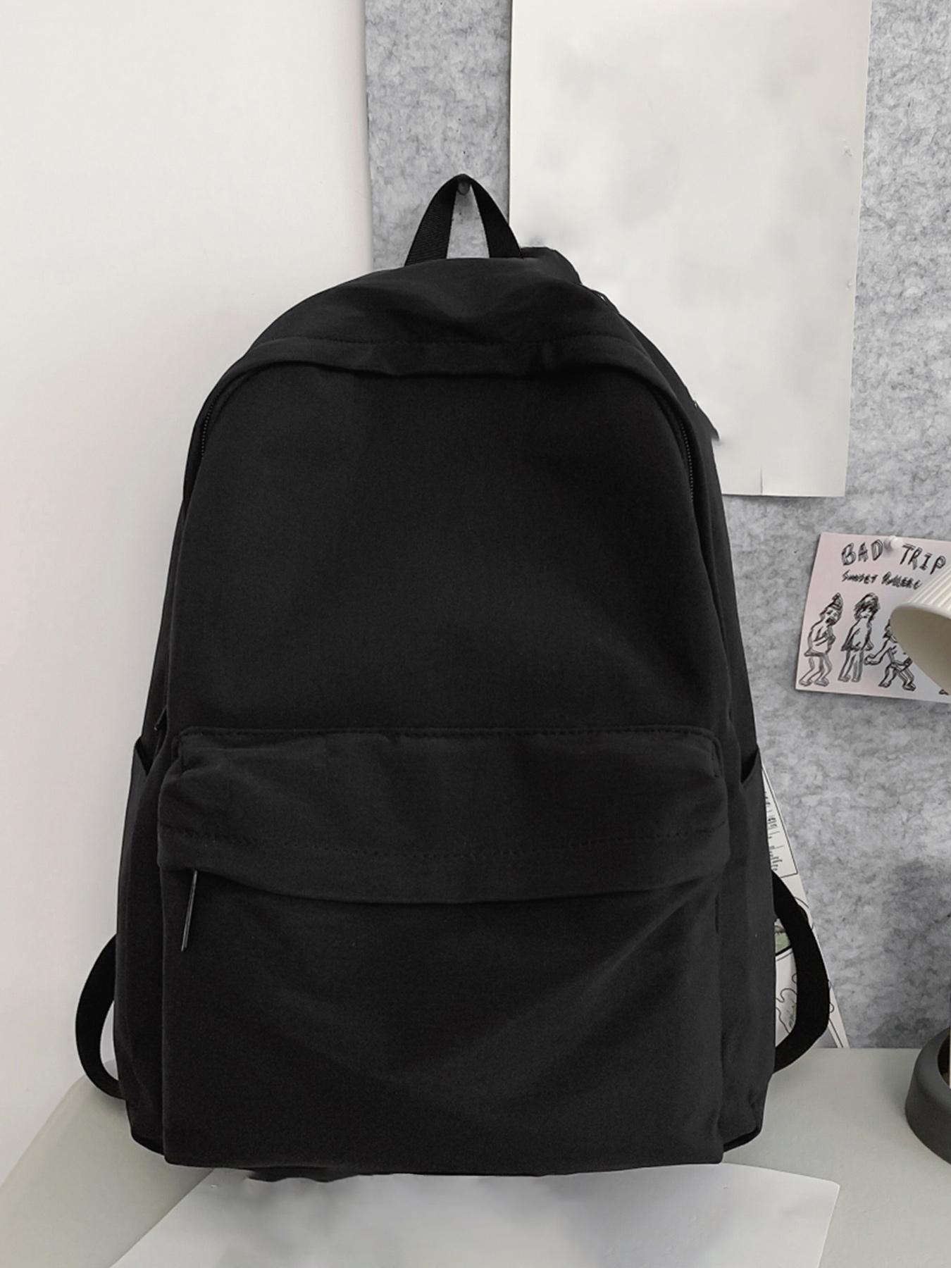 Fashionable and versatile solid color backpack, simple niche design, multi-color basic style, practical and versatile with large capacity, simple bag for college students, easy to carry for daily commuting, Casual backpack