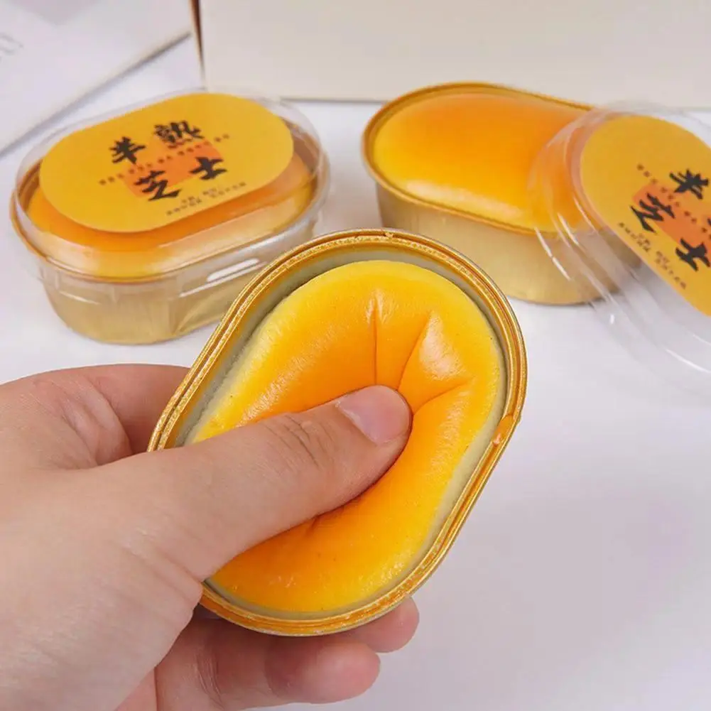 PU Cheese Bread Squishy,Slow Rebound Squeeze Toy, Ultra-Soft Sensory Fidget Toy for Anxiety Relief, Great Gift for Adults & Kids