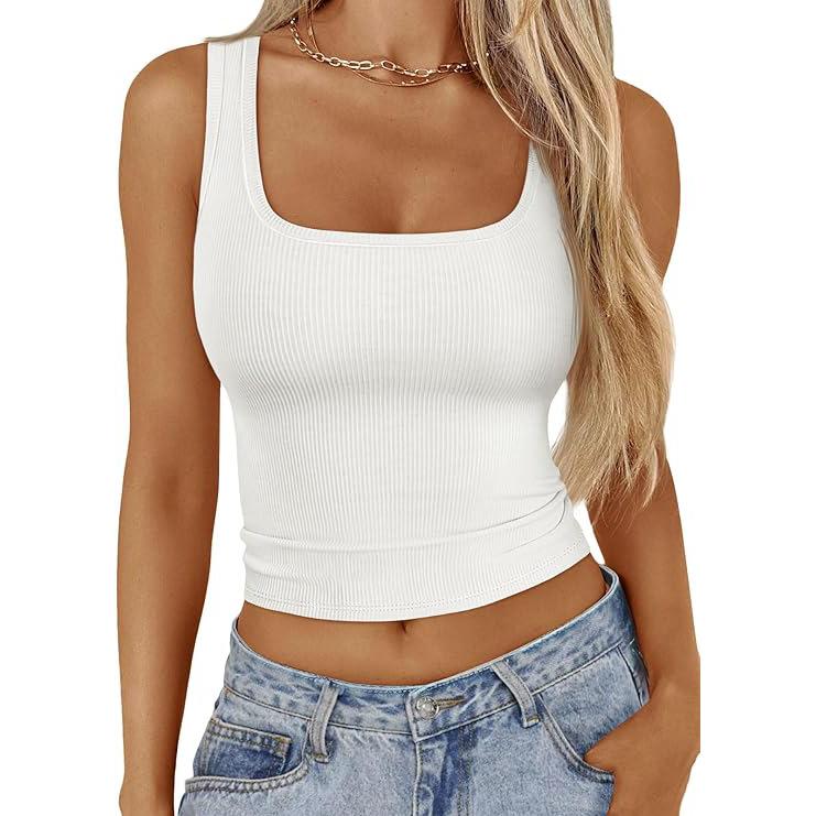 Fashionable Hot Girl Summer Cropped Tank Top Vest white tops Womenswear Casual white tank top crop tops