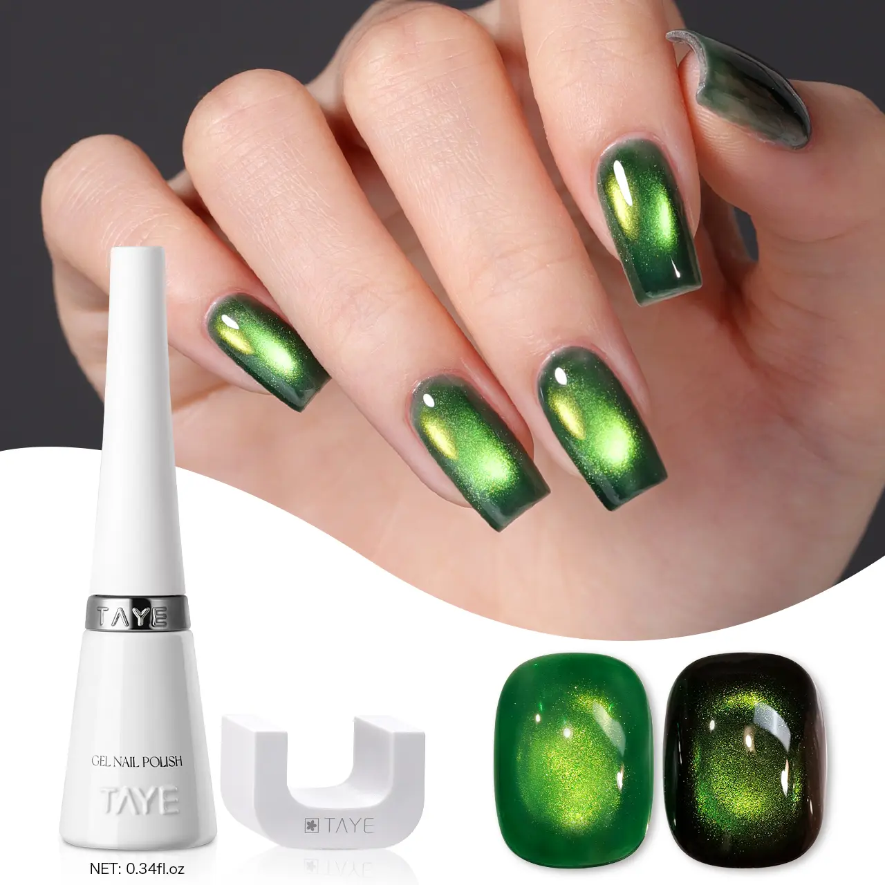 TAYE Cat Eye Gel Polish 10g with Magnet, Velvet Magnetic Nail Gel, Glass Bead Galaxy Effect, Long Lasting UV Gel for Home Nail Art, Salon Manicure, Party and Holiday Nails Gel Polishing