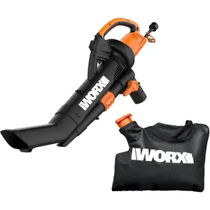 WORX Trivac 3 in 1 Electric Leaf Blower for Lawn Care, Leaf Vacuum with 350 CFM & 210 MPH, Leaf Mulcher with Metal Impeller, WG509