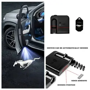 2-Pack No-Drill Car Door Welcome LED Projector Lights, Easy-To-Install Car Floor Light, Suitable for Mustang, F-150, Bronco, Explorer, Navigator, Edge, Transit