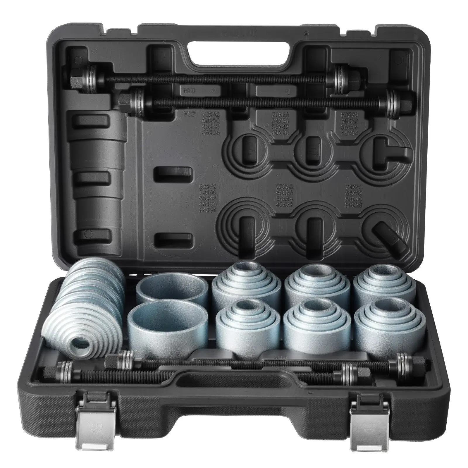 【DealsForYouDays】VEVOR XC6128A 36-Pieces Pull Press Kit, Steel Bushing Removal & Insertion Tool Kit with 27 Sleeves, Bearings Seals Compatibility for M10-M16 Spindles, LCV/HGV Engines, W/ Carrying Case, Insertion Tools