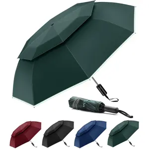 Travel Umbrella Compact Windproof - Vented Umbrellas for Rain, Umbrella Inverted Open Close with Strip
