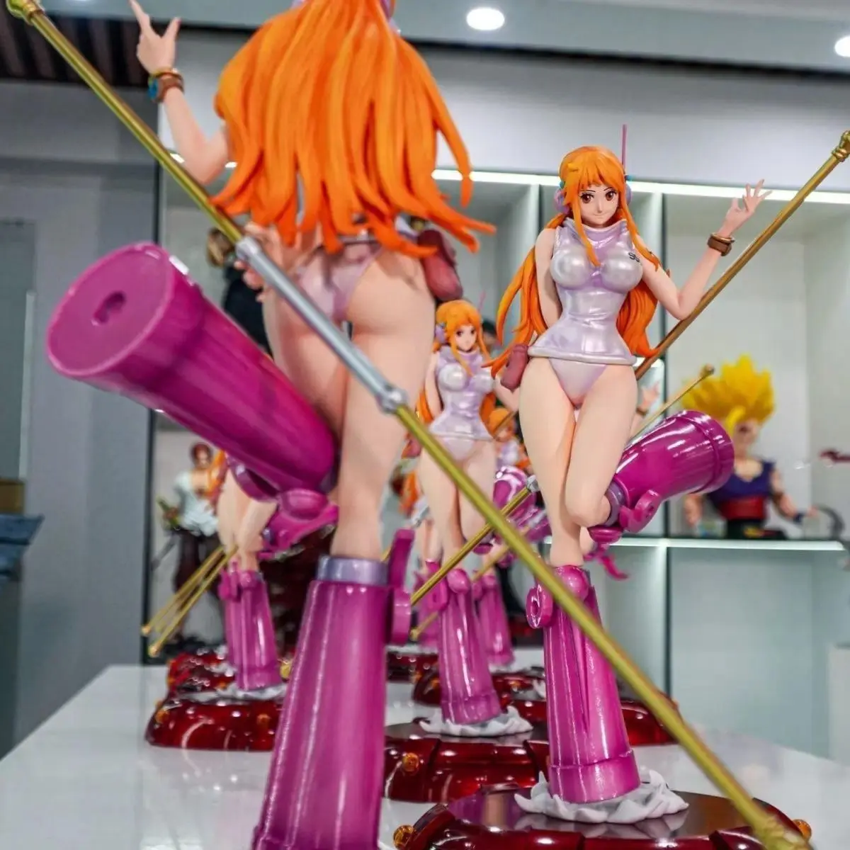 One Piece Nami JT Studio GK Statue - Egghead Island Ver. with Pink Boots & Staff - High Quality PVC Figure Collectible Model Toy